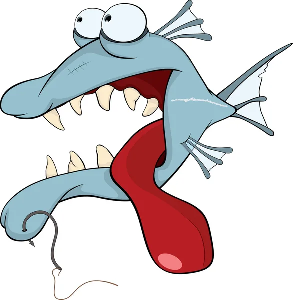 Ragadozó halak rajzfilm — Stock Vector