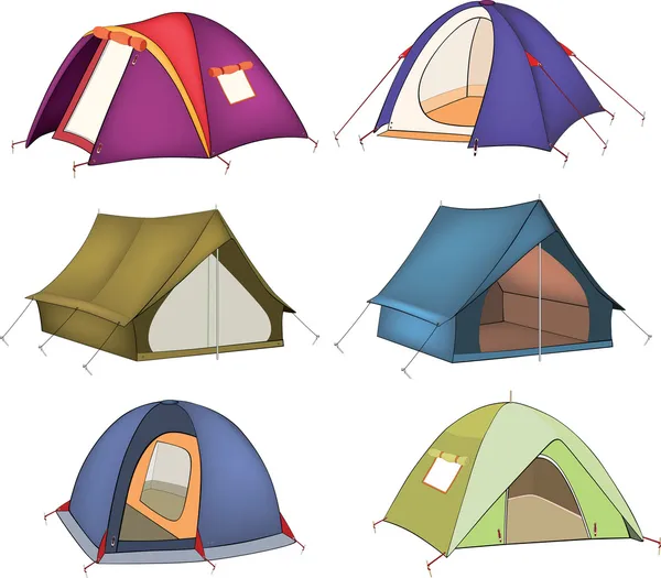 Комплект туристических палаток — стоковый вектор