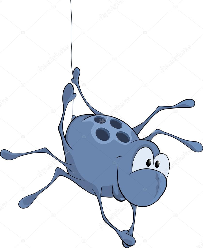 Blue spider. Cartoon