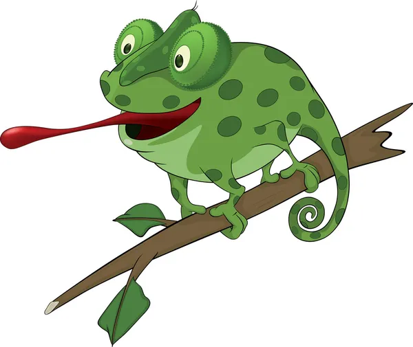 Grote groene kameleon cartoon — Stockvector