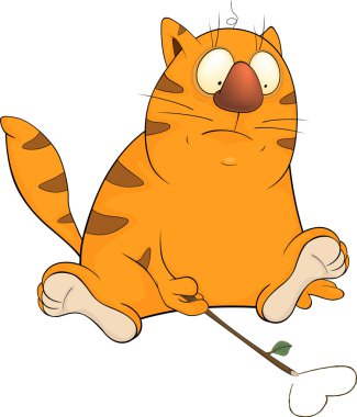 kedi ve kalp. çizgi film