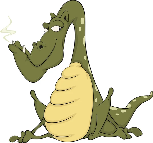 Green dragon. Cartoon — Stockvector