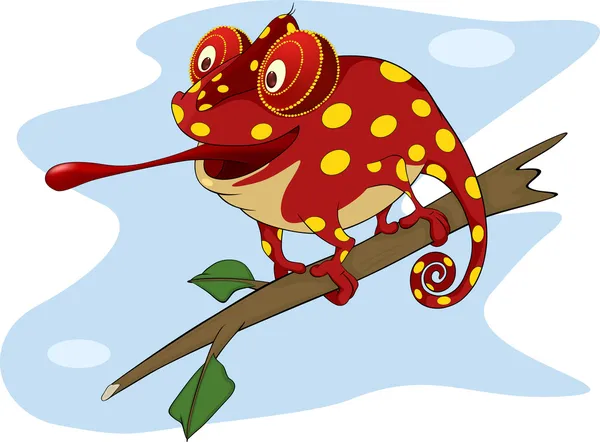 Grand caméléon rouge dessin animé — Image vectorielle