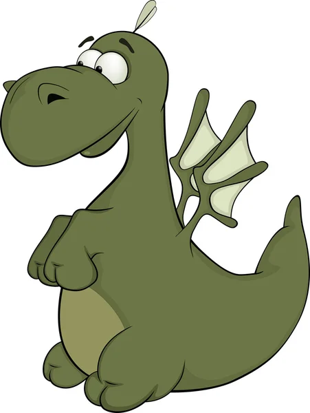 Petit dragon vert dessin animé — Image vectorielle