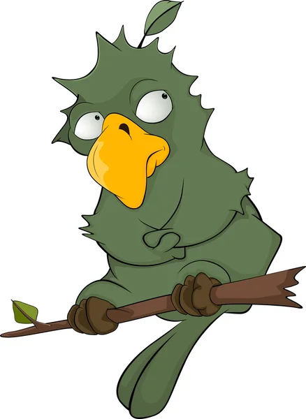 Loro en un árbol. Caricatura — Vector de stock