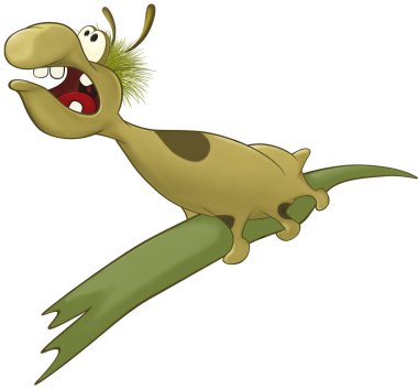 bir yaprak yeşil solucan. çizgi film