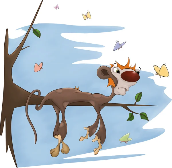 Kreslená opice lenost — Stock fotografie