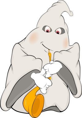 ruhu ve bir saxophone.cartoon