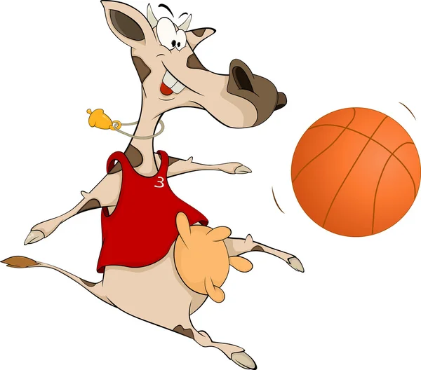 Vaca o jogador de basquete desenhos animados —  Vetores de Stock