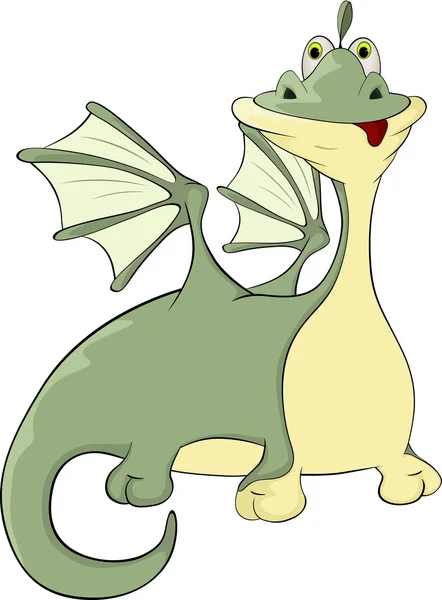 Little green dragon cartoon — Stock vektor