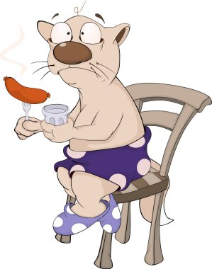 bir sosis karikatür kedi
