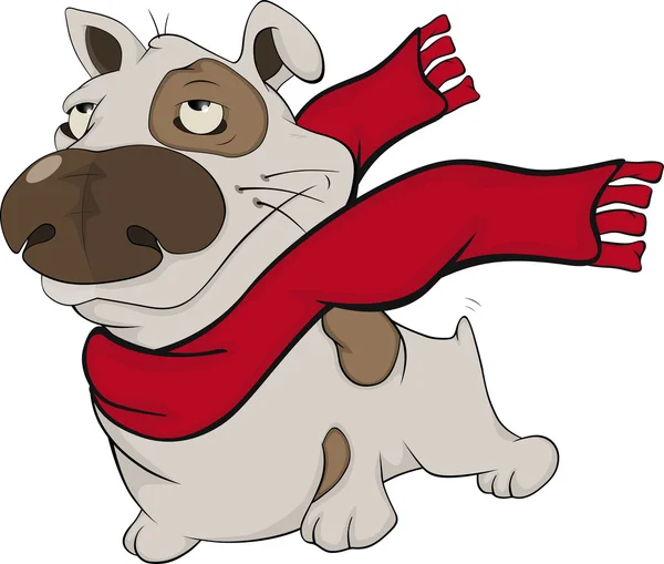 Perro con una bufanda roja . — Archivo Imágenes Vectoriales