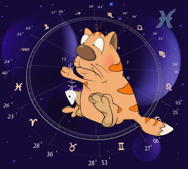 Pesci segno zodiacale. Pesci e gatti — Vettoriale Stock