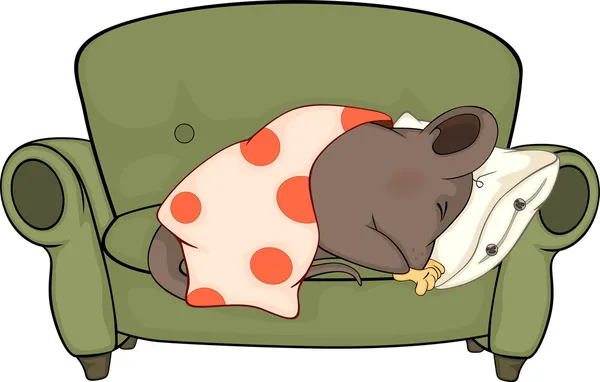 Ratón dormido de dibujos animados — Vector de stock