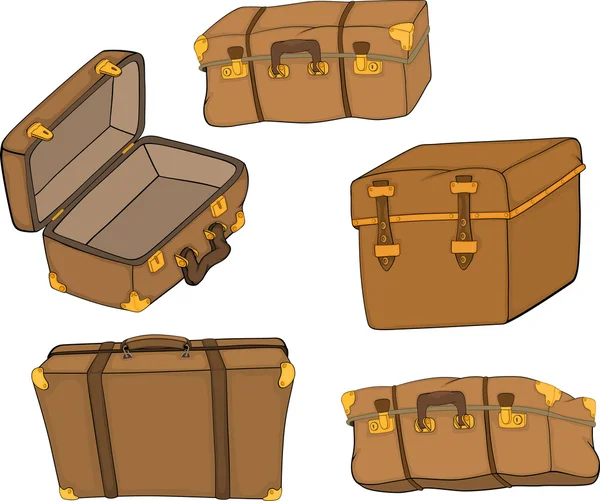 Kompletny zestaw stare walizki — Wektor stockowy