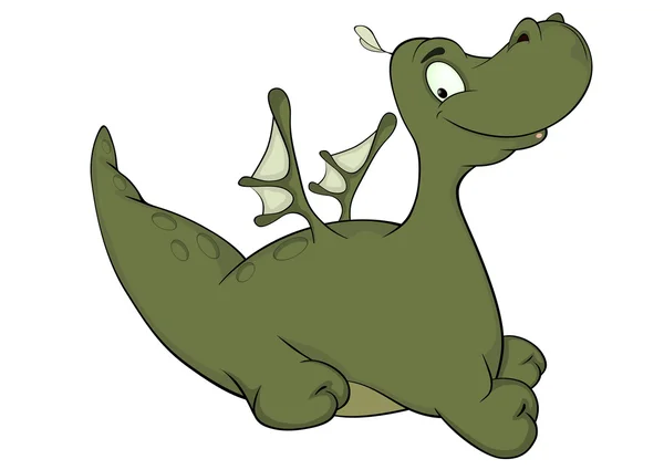 Piccolo drago verde cartone animato — Vettoriale Stock