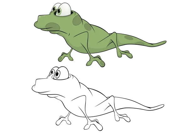 Lagarto verde. Caricatura — Vector de stock