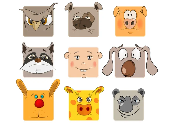 Animal Icons Karikatur — Stockvektor