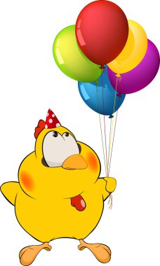 Tavuk ve oyuncak balonlar
