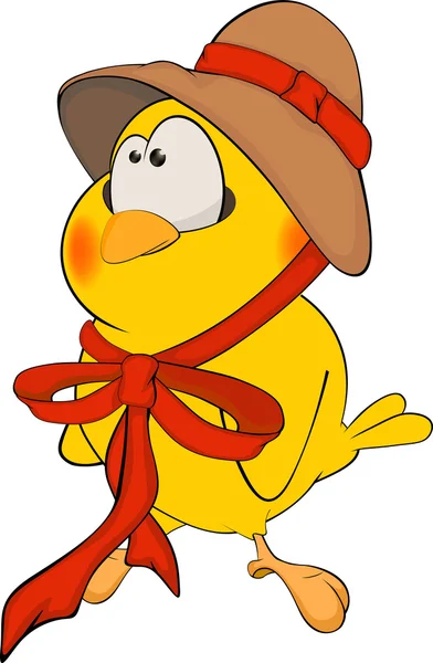 Kip in een hoed cartoon — Stockvector