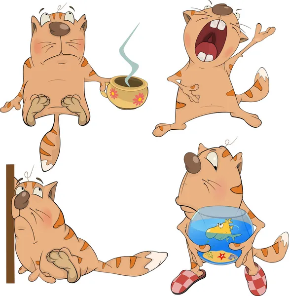 Set cartoon katten — Stockvector