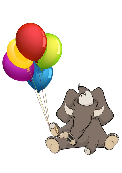 Elefante ternera y globos — Vector de stock