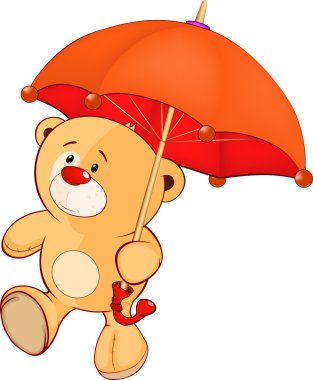 yavru bir ayı ve bir şemsiye