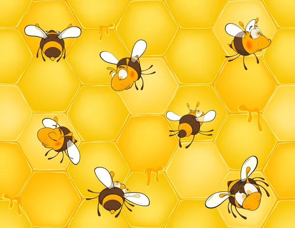 Bees and bee's honeycomb. — Stock Vector