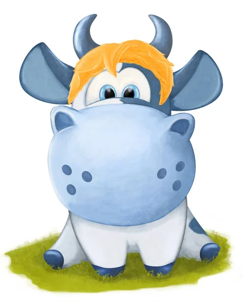 Funny Cartoon Cow Children Illustration — Stock Photo, Image
