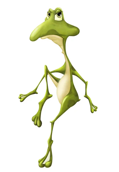 可爱的绿色青蛙的插图 卡通人物 — 图库照片