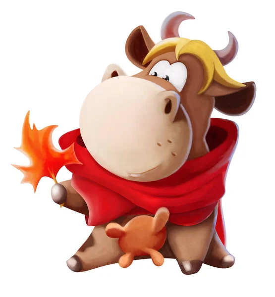 Funny Cartoon Cow Children Illustration — Stock Photo, Image