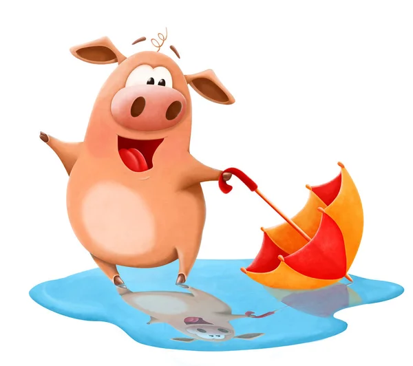 Ilustracja Cute Cartoon Character Pig Dla Ciebie Design — Zdjęcie stockowe