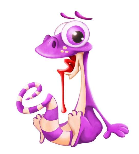 Illustration Cute Cartoon Character Cheerful Chameleon — Stock Photo, Image