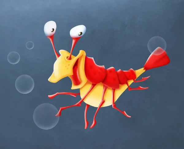 Children Fairy Tale Illustration Shrimp Sea — Stock Photo, Image