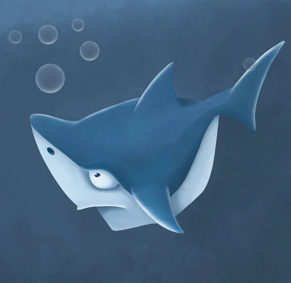 Dětská Pohádka Žralok Ilustrační Moři — Stock fotografie