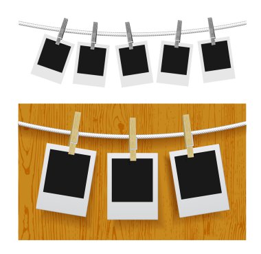 fotoğraf çerçeveleri ile pins halat üzerinde