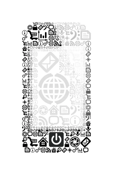 Telefone móvel fabricado com ícones de aplicação — Vetor de Stock