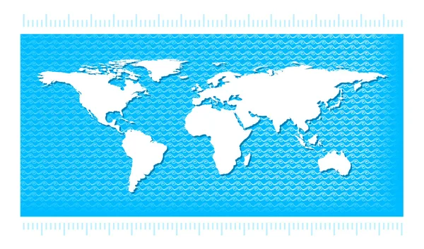 Mapa del mundo con olas de agua — Archivo Imágenes Vectoriales