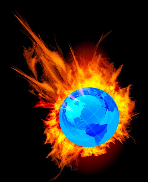 Burning globe earth — Stock Vector