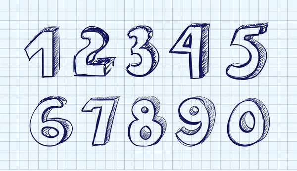 Números de vector dibujados a mano — Vector de stock