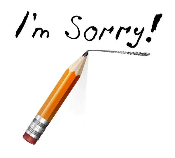 Say sorry with a text message on paper and pencil — Stock Vector