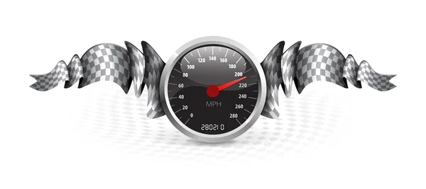 Emblema de corrida com velocímetro — Vetor de Stock