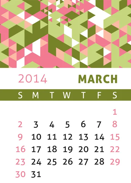 Calendario 2014 — Vector de stock