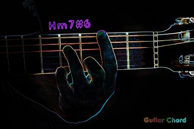 koyu arka plan üzerinde gitar akor