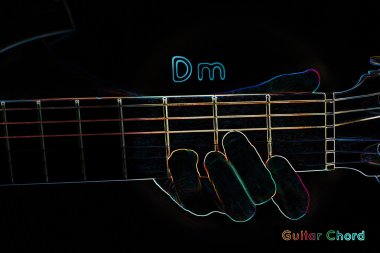 koyu arka plan üzerinde gitar akor