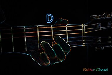 koyu arka plan üzerinde gitar akor