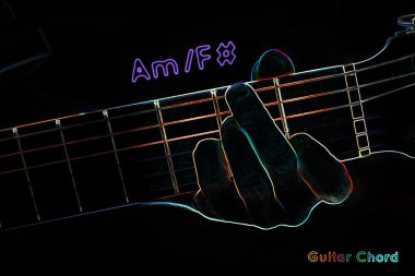 koyu arka plan üzerinde gitar akor
