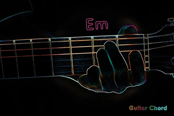 在一个黑暗的背景上的吉他和弦 — 图库照片