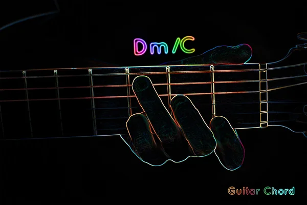 Guitar chord on a dark background — Stock Photo, Image