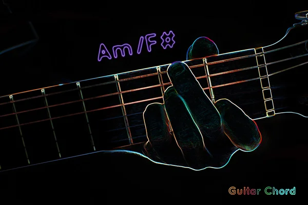 Accordo di chitarra su uno sfondo scuro — Foto Stock